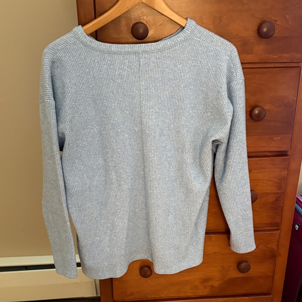 LOFT Soft Blue Ribbed Pullover - Picture 3 of 5